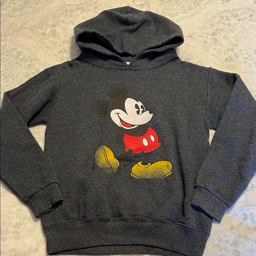 Gray Hoodie with Mickey Mouse Print